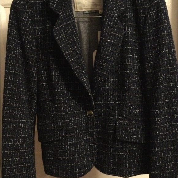 Navy & White Knit Anthropologie Blazer - Picture 2 of 9